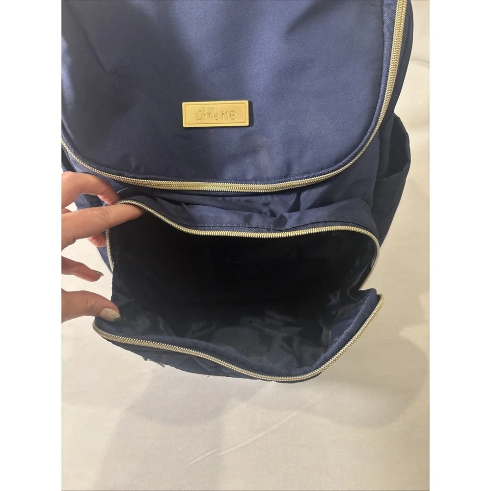 LITTLE ME Navy/Gold Tote Diaper Bag‎ Backpack 6 Pocket